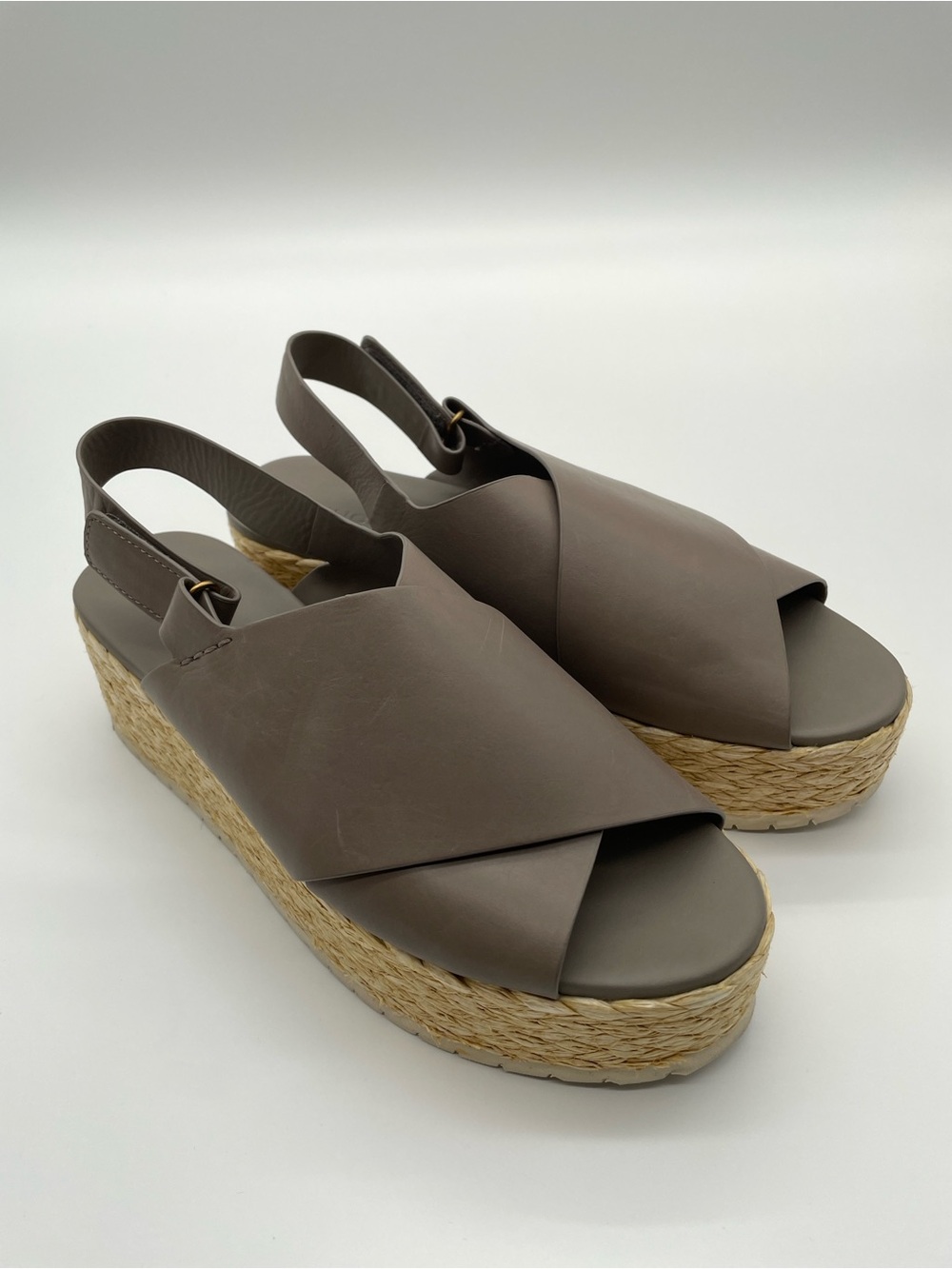 Vince Jesson Leather Platform Espadrille Slingback Sandals | Taupe Putty | Sz 9